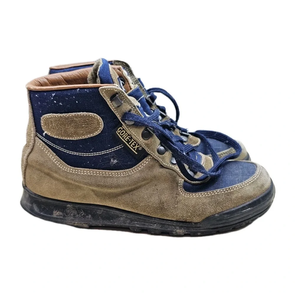 Vintage Vasque Skywalk Gore-Tex Hiking Boots‎ Mens 8 Italy Cow Suede Canvas 7534